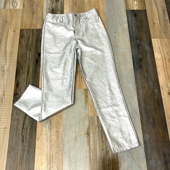 12TH TRIBE METALLIC SILVER STRAIGHT LEG PANTS SIZE S - Picture 3 of 8